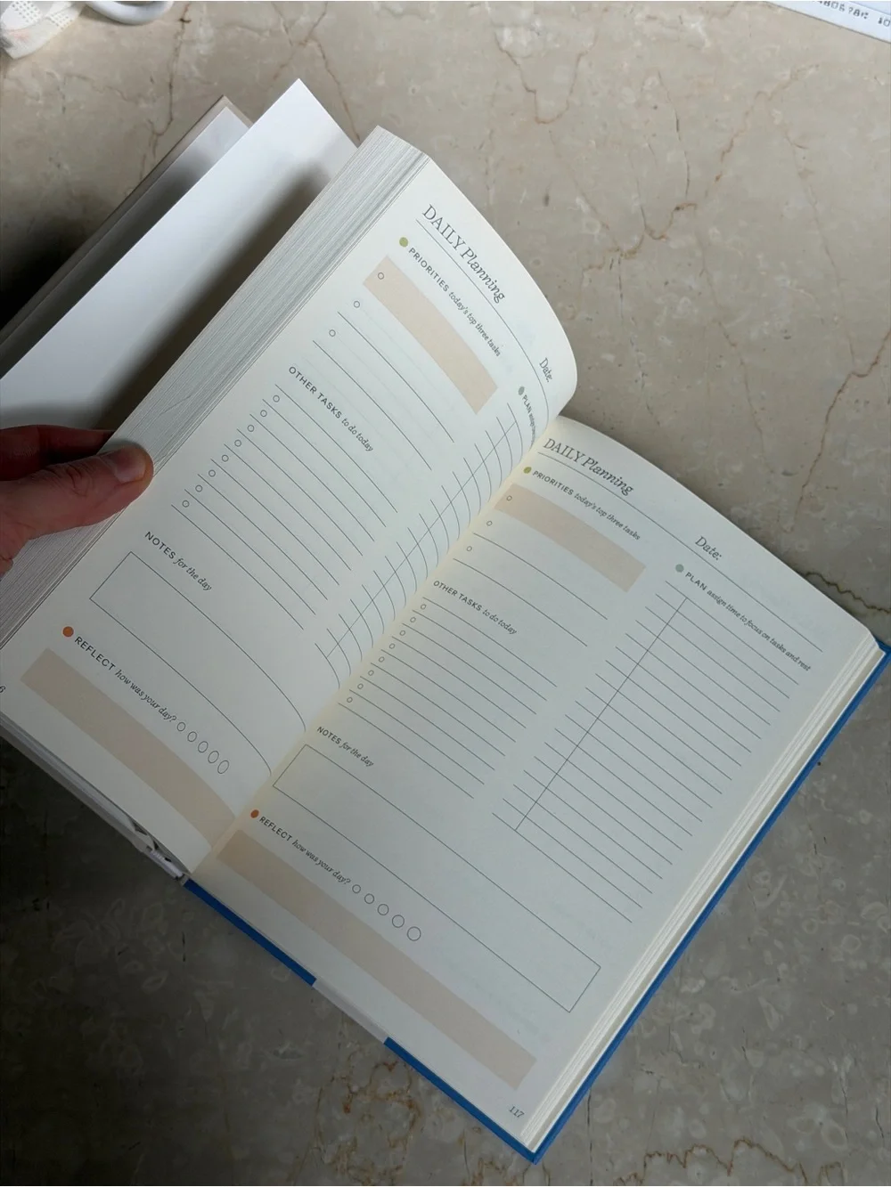 Start Fresh Every Day Hardcover Journal - Blue Text on Cream Cover BRAND NEW